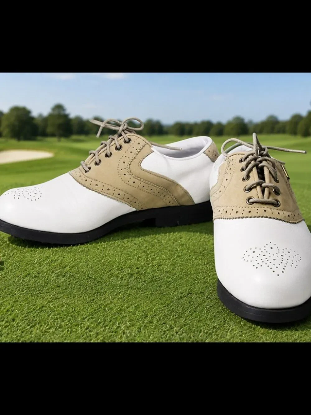 Mizuno Saddle Golf Shoes Size 7 Two-Tone Brogue Perforated Oxford